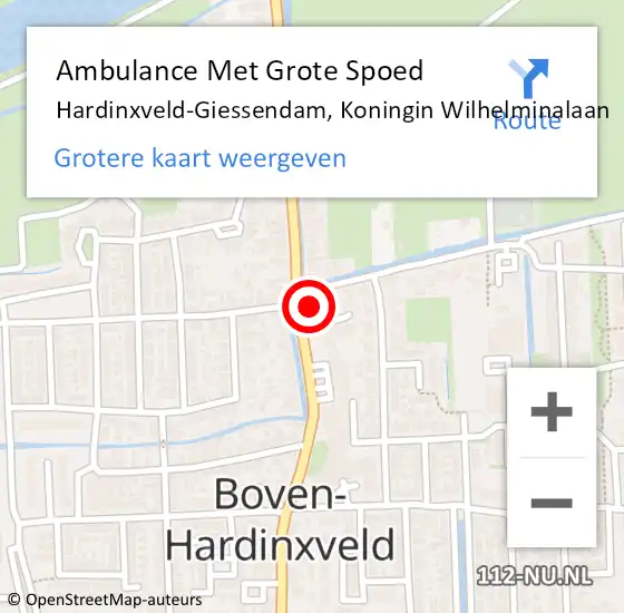 Locatie op kaart van de 112 melding: Ambulance Met Grote Spoed Naar Hardinxveld-Giessendam, Koningin Wilhelminalaan op 14 mei 2024 11:36