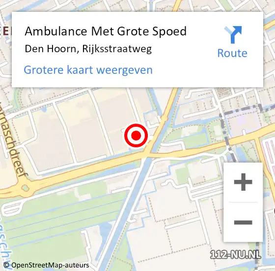 Locatie op kaart van de 112 melding: Ambulance Met Grote Spoed Naar Den Hoorn, Rijksstraatweg op 14 mei 2024 11:43