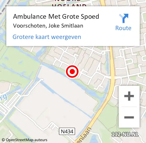 Locatie op kaart van de 112 melding: Ambulance Met Grote Spoed Naar Voorschoten, Joke Smitlaan op 14 mei 2024 11:53