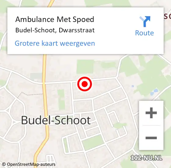 Locatie op kaart van de 112 melding: Ambulance Met Spoed Naar Budel-Schoot, Dwarsstraat op 14 mei 2024 11:54
