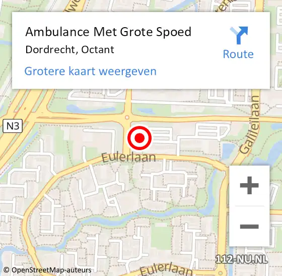 Locatie op kaart van de 112 melding: Ambulance Met Grote Spoed Naar Dordrecht, Octant op 14 mei 2024 11:55