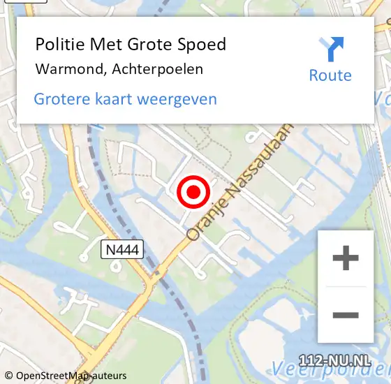 Locatie op kaart van de 112 melding: Politie Met Grote Spoed Naar Warmond, Achterpoelen op 14 mei 2024 12:00