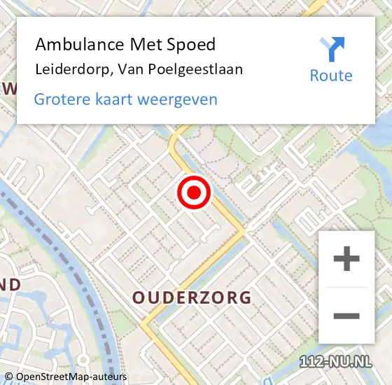 Locatie op kaart van de 112 melding: Ambulance Met Spoed Naar Leiderdorp, Van Poelgeestlaan op 14 mei 2024 12:00