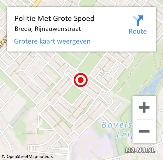 Locatie op kaart van de 112 melding: Politie Met Grote Spoed Naar Breda, Rijnauwenstraat op 14 mei 2024 12:04