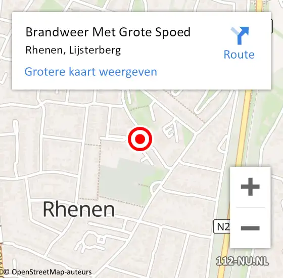 Locatie op kaart van de 112 melding: Brandweer Met Grote Spoed Naar Rhenen, Lijsterberg op 14 mei 2024 12:06