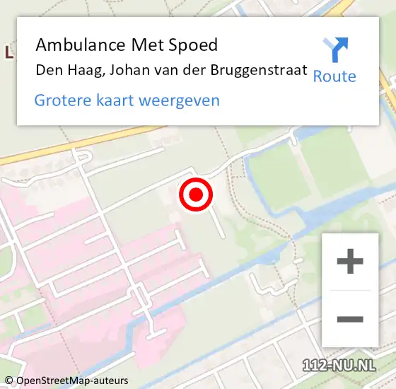 Locatie op kaart van de 112 melding: Ambulance Met Spoed Naar Den Haag, Johan van der Bruggenstraat op 14 mei 2024 12:07