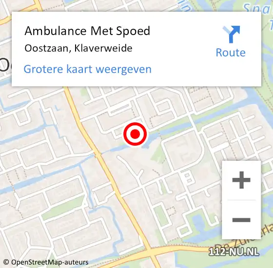 Locatie op kaart van de 112 melding: Ambulance Met Spoed Naar Oostzaan, Klaverweide op 14 mei 2024 12:17