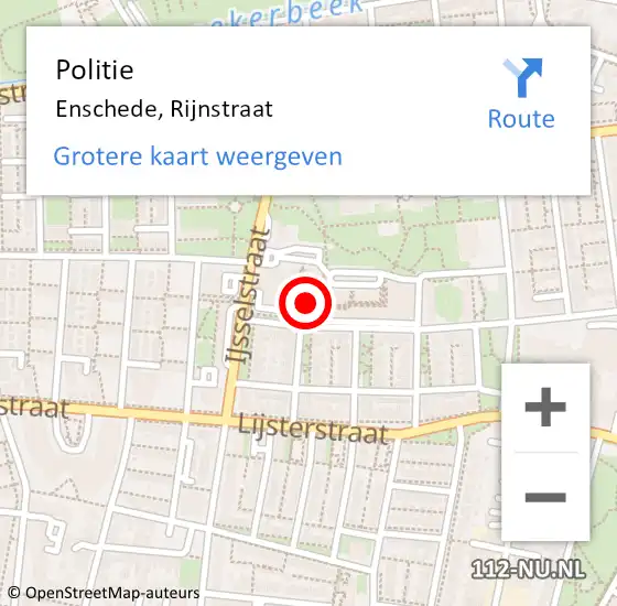 Locatie op kaart van de 112 melding: Politie Enschede, Rijnstraat op 14 mei 2024 12:25
