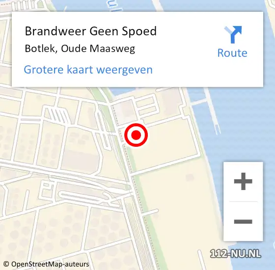 Locatie op kaart van de 112 melding: Brandweer Geen Spoed Naar Botlek, Oude Maasweg op 14 mei 2024 12:27