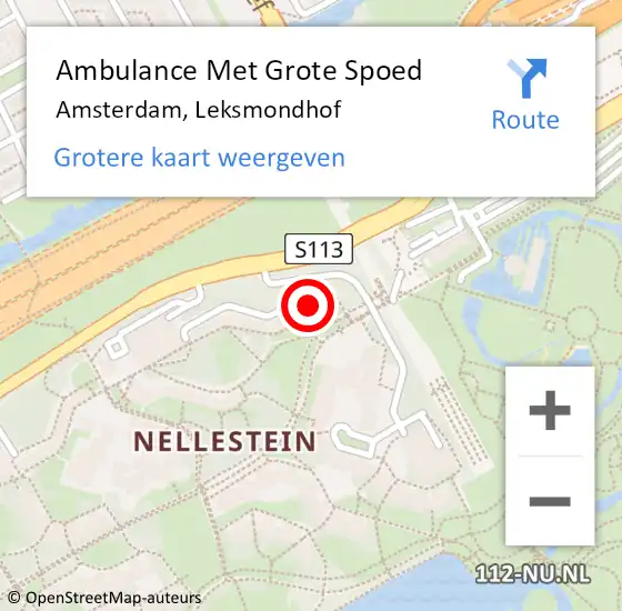 Locatie op kaart van de 112 melding: Ambulance Met Grote Spoed Naar Amsterdam, Leksmondhof op 14 mei 2024 12:32