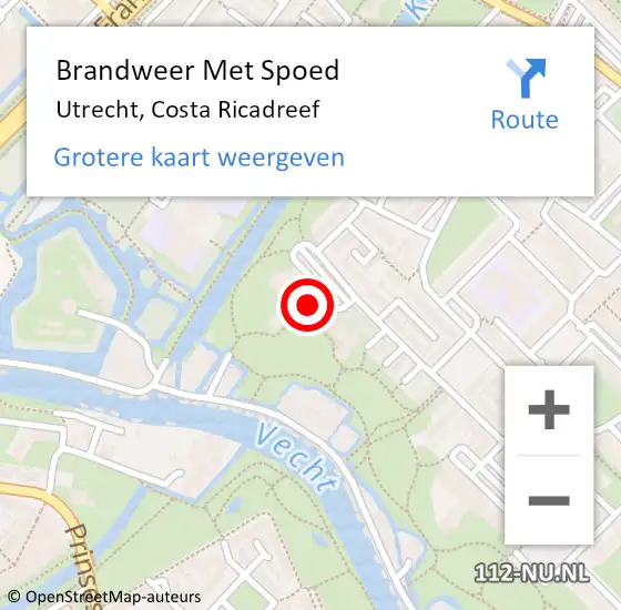 Locatie op kaart van de 112 melding: Brandweer Met Spoed Naar Utrecht, Costa Ricadreef op 14 mei 2024 12:35