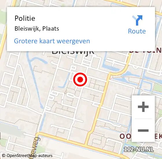 Locatie op kaart van de 112 melding: Politie Bleiswijk, Plaats op 14 mei 2024 12:41