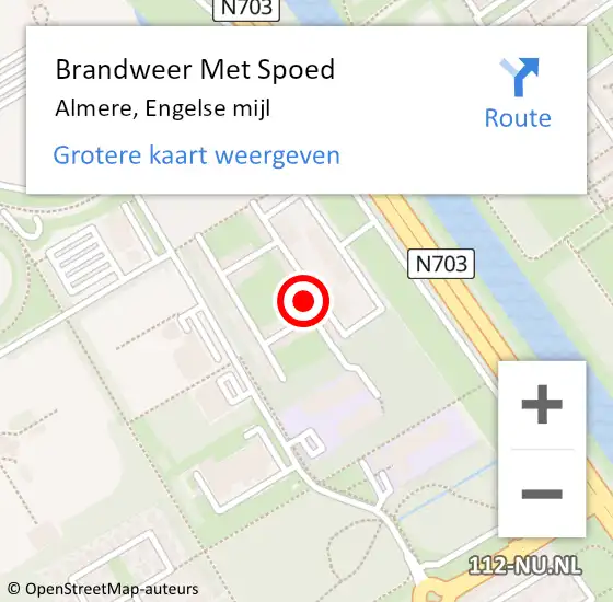 Locatie op kaart van de 112 melding: Brandweer Met Spoed Naar Almere, Engelse mijl op 14 mei 2024 12:42