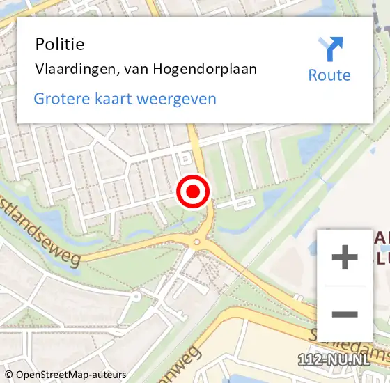 Locatie op kaart van de 112 melding: Politie Vlaardingen, van Hogendorplaan op 14 mei 2024 12:47