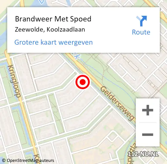 Locatie op kaart van de 112 melding: Brandweer Met Spoed Naar Zeewolde, Koolzaadlaan op 14 mei 2024 12:48