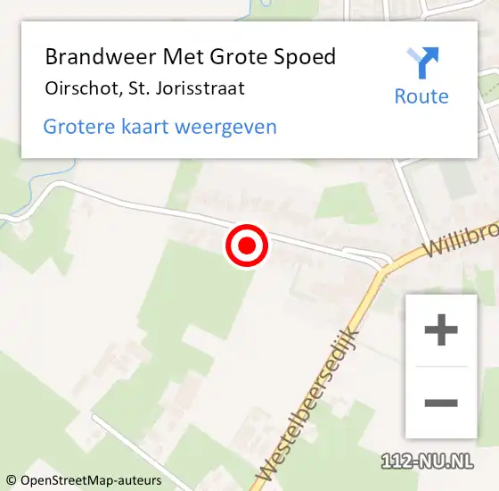 Locatie op kaart van de 112 melding: Brandweer Met Grote Spoed Naar Oirschot, St. Jorisstraat op 14 mei 2024 12:53