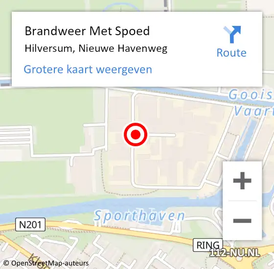 Locatie op kaart van de 112 melding: Brandweer Met Spoed Naar Hilversum, Nieuwe Havenweg op 14 mei 2024 13:00
