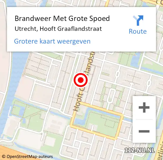 Locatie op kaart van de 112 melding: Brandweer Met Grote Spoed Naar Utrecht, Hooft Graaflandstraat op 14 mei 2024 13:06