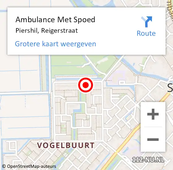 Locatie op kaart van de 112 melding: Ambulance Met Spoed Naar Piershil, Reigerstraat op 14 mei 2024 13:07