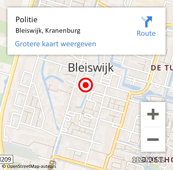 Locatie op kaart van de 112 melding: Politie Bleiswijk, Kranenburg op 14 mei 2024 13:17