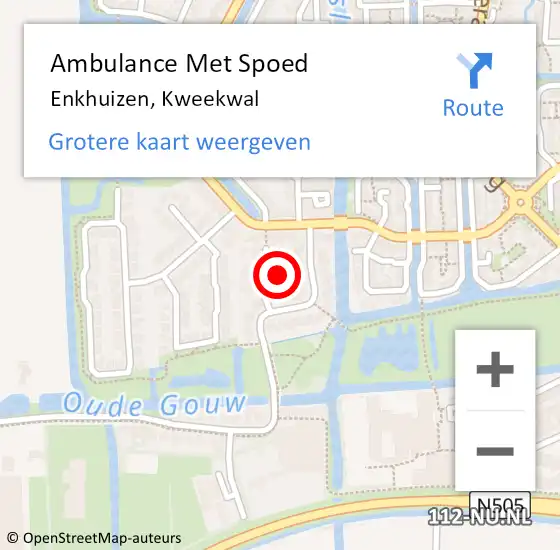 Locatie op kaart van de 112 melding: Ambulance Met Spoed Naar Enkhuizen, Kweekwal op 14 mei 2024 13:19