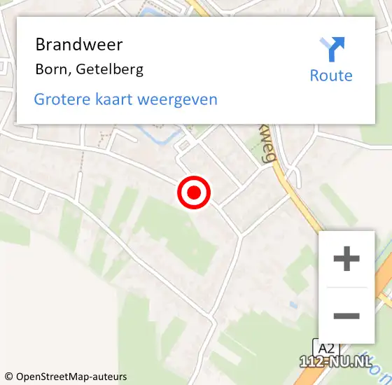 Locatie op kaart van de 112 melding: Brandweer Born, Getelberg op 5 oktober 2014 21:52