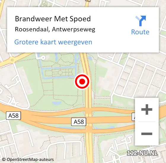 Locatie op kaart van de 112 melding: Brandweer Met Spoed Naar Roosendaal, Antwerpseweg op 14 mei 2024 13:23