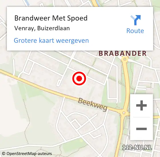 Locatie op kaart van de 112 melding: Brandweer Met Spoed Naar Venray, Buizerdlaan op 14 mei 2024 13:45