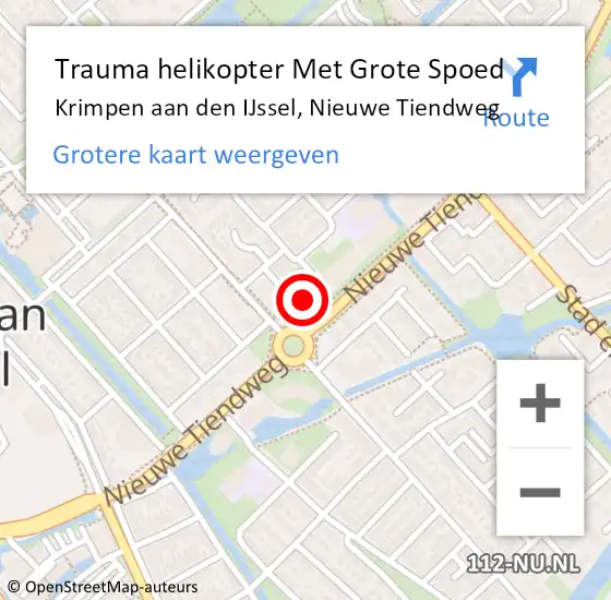 Locatie op kaart van de 112 melding: Trauma helikopter Met Grote Spoed Naar Krimpen aan den IJssel, Nieuwe Tiendweg op 14 mei 2024 14:01