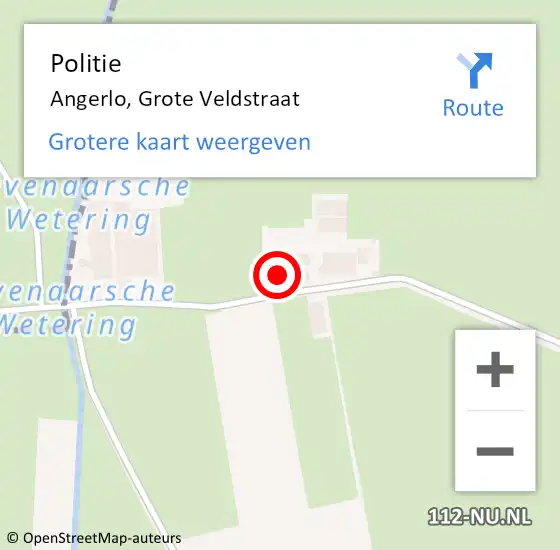 Locatie op kaart van de 112 melding: Politie Angerlo, Grote Veldstraat op 14 mei 2024 14:05