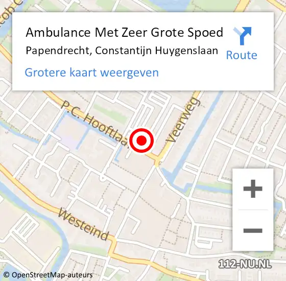 Locatie op kaart van de 112 melding: Ambulance Met Zeer Grote Spoed Naar Papendrecht, Constantijn Huygenslaan op 14 mei 2024 14:15
