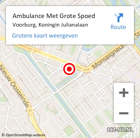 Locatie op kaart van de 112 melding: Ambulance Met Grote Spoed Naar Voorburg, Koningin Julianalaan op 14 mei 2024 14:19
