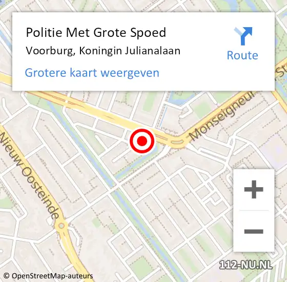 Locatie op kaart van de 112 melding: Politie Met Grote Spoed Naar Voorburg, Koningin Julianalaan op 14 mei 2024 14:19