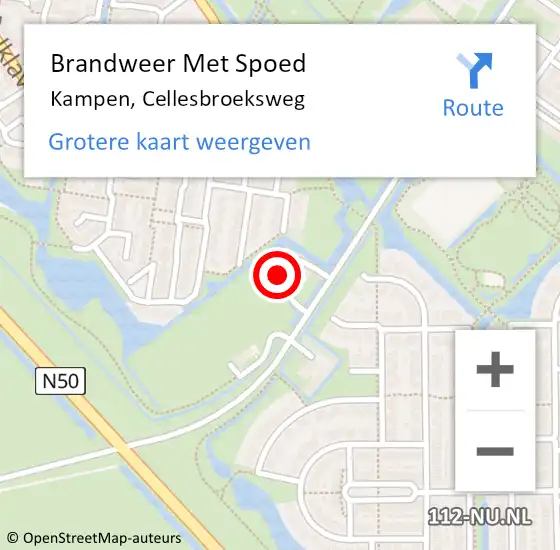 Locatie op kaart van de 112 melding: Brandweer Met Spoed Naar Kampen, Cellesbroeksweg op 14 mei 2024 14:33
