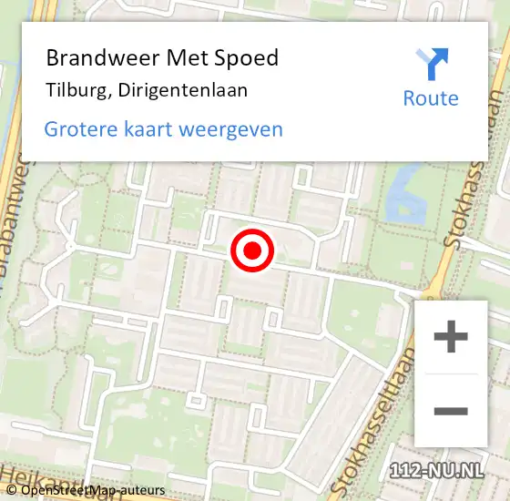 Locatie op kaart van de 112 melding: Brandweer Met Spoed Naar Tilburg, Dirigentenlaan op 14 mei 2024 14:42