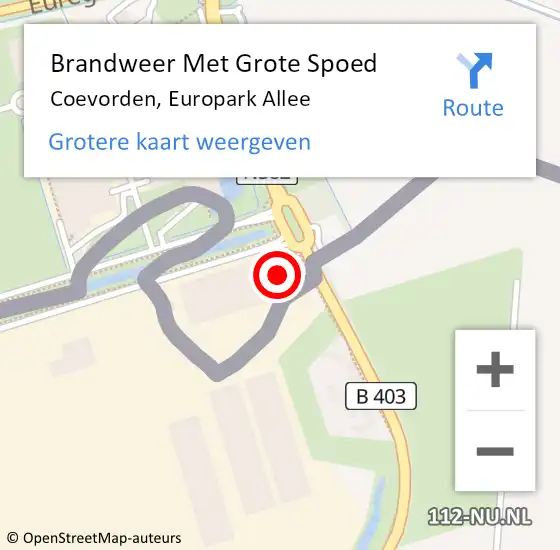 Locatie op kaart van de 112 melding: Brandweer Met Grote Spoed Naar Coevorden, Europark Allee op 14 mei 2024 14:42