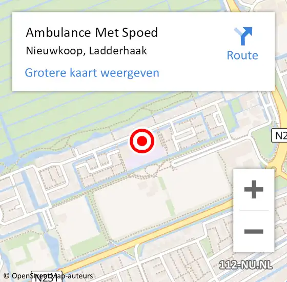 Locatie op kaart van de 112 melding: Ambulance Met Spoed Naar Nieuwkoop, Ladderhaak op 14 mei 2024 14:45