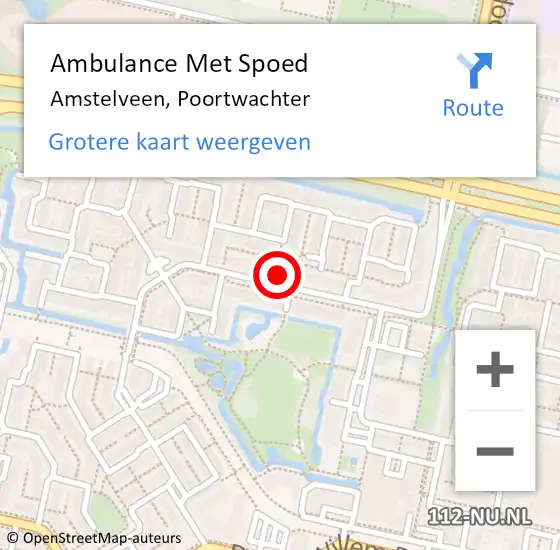 Locatie op kaart van de 112 melding: Ambulance Met Spoed Naar Amstelveen, Poortwachter op 14 mei 2024 14:50