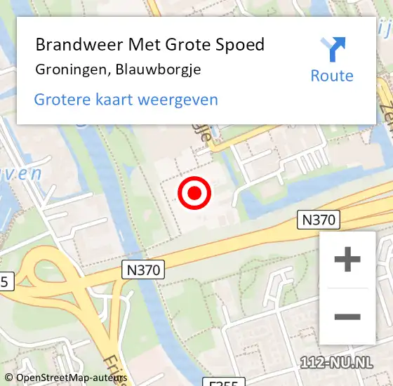 Locatie op kaart van de 112 melding: Brandweer Met Grote Spoed Naar Groningen, Blauwborgje op 14 mei 2024 14:50