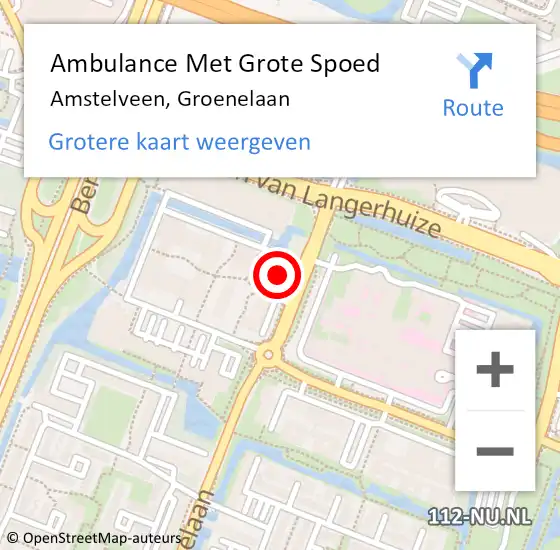 Locatie op kaart van de 112 melding: Ambulance Met Grote Spoed Naar Amstelveen, Groenelaan op 14 mei 2024 14:56