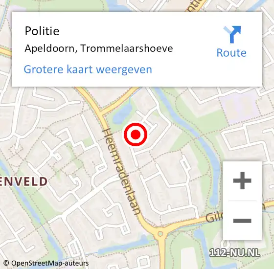 Locatie op kaart van de 112 melding: Politie Apeldoorn, Trommelaarshoeve op 14 mei 2024 14:57
