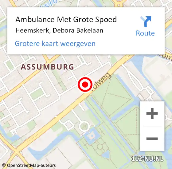 Locatie op kaart van de 112 melding: Ambulance Met Grote Spoed Naar Heemskerk, Debora Bakelaan op 14 mei 2024 15:02
