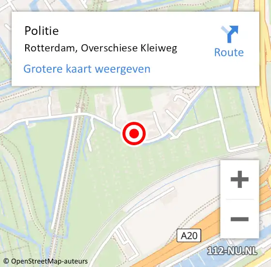 Locatie op kaart van de 112 melding: Politie Rotterdam, Overschiese Kleiweg op 14 mei 2024 15:05
