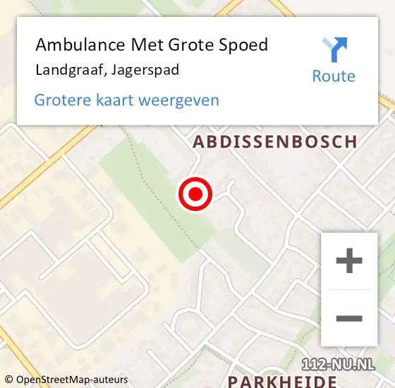 Locatie op kaart van de 112 melding: Ambulance Met Grote Spoed Naar Landgraaf, Jagerspad op 5 oktober 2014 22:19