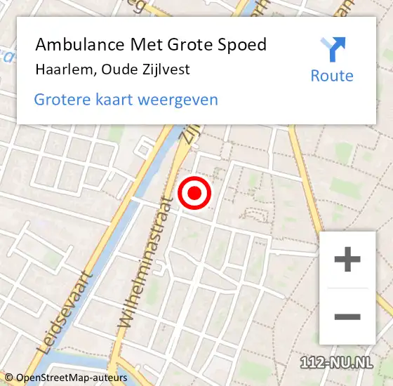 Locatie op kaart van de 112 melding: Ambulance Met Grote Spoed Naar Haarlem, Oude Zijlvest op 14 mei 2024 15:13