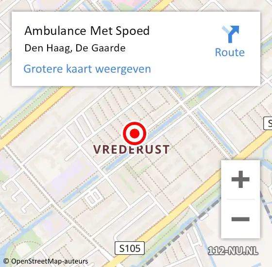 Locatie op kaart van de 112 melding: Ambulance Met Spoed Naar Den Haag, De Gaarde op 14 mei 2024 15:16