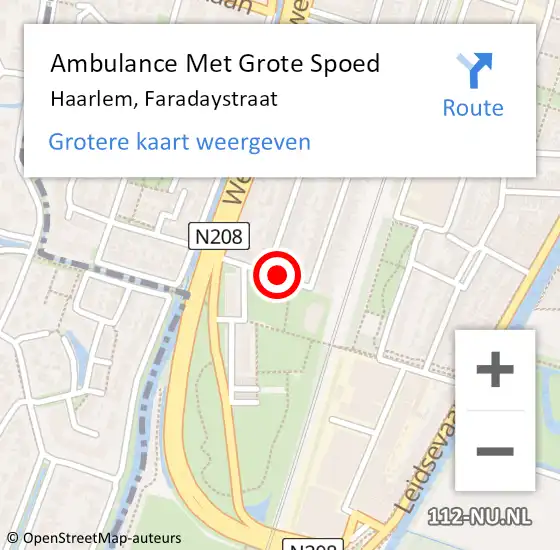 Locatie op kaart van de 112 melding: Ambulance Met Grote Spoed Naar Haarlem, Faradaystraat op 14 mei 2024 15:19