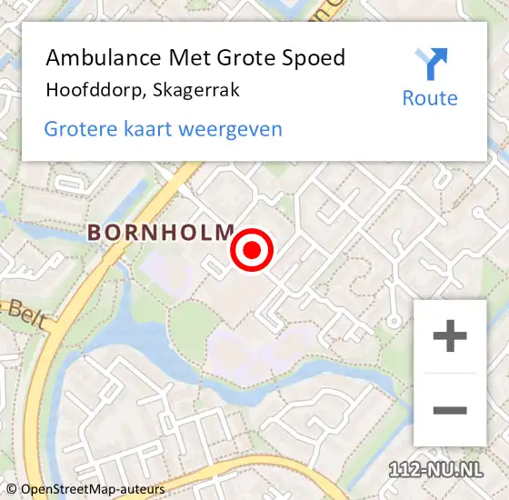 Locatie op kaart van de 112 melding: Ambulance Met Grote Spoed Naar Hoofddorp, Skagerrak op 14 mei 2024 15:20