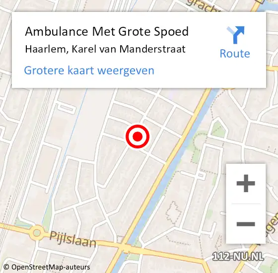 Locatie op kaart van de 112 melding: Ambulance Met Grote Spoed Naar Haarlem, Karel van Manderstraat op 14 mei 2024 15:24