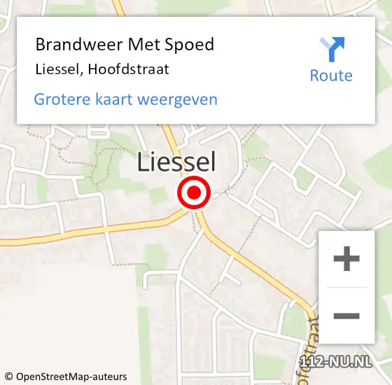 Locatie op kaart van de 112 melding: Brandweer Met Spoed Naar Liessel, Hoofdstraat op 14 mei 2024 15:26